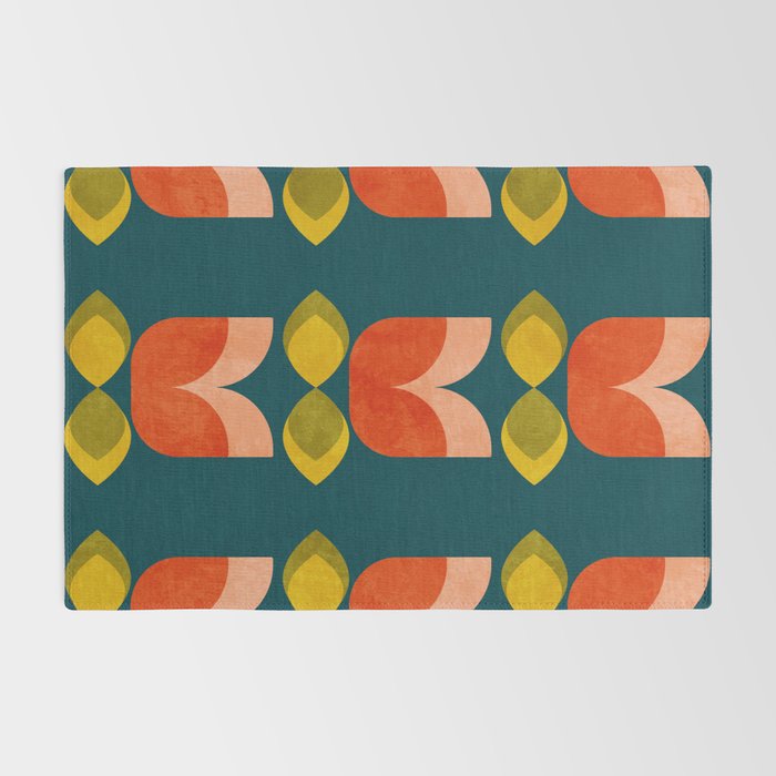 retro tulips teal Rug Gallery Image 2