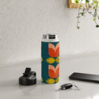 retro tulips teal Water Bottle Gallery Image 4