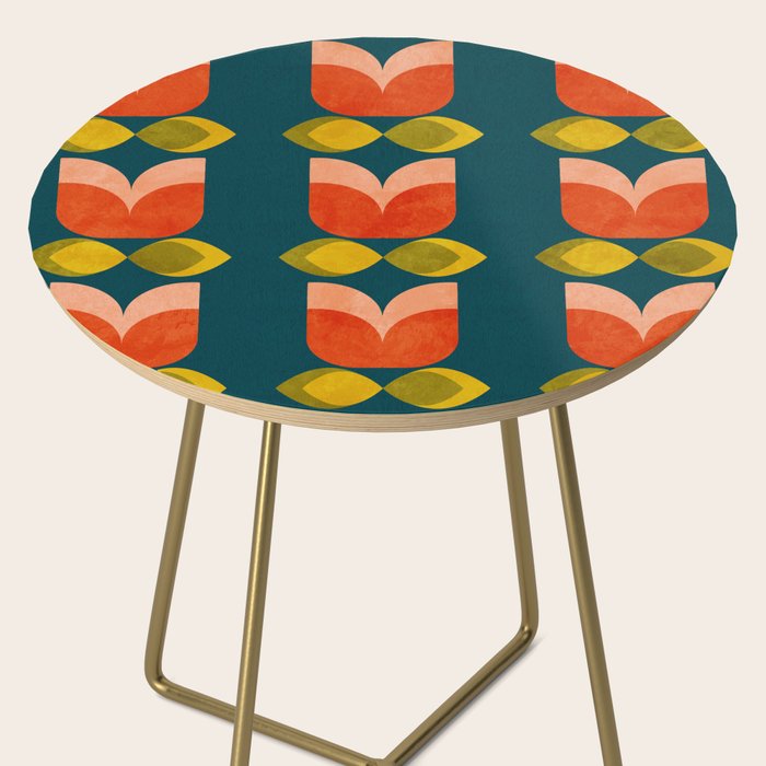 retro tulips teal Side Table Gallery Image 2