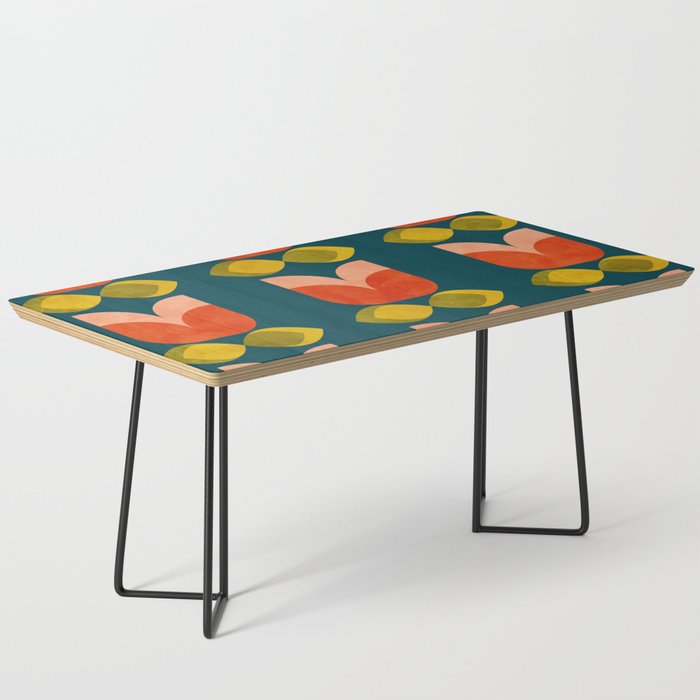 retro tulips teal Coffee Table Gallery Image 1