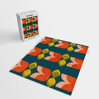 retro tulips teal Jigsaw Puzzle Gallery Image 2