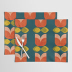 retro tulips teal Placemat Gallery Image 1