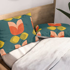 retro tulips teal Pillow Sham Gallery Image 2