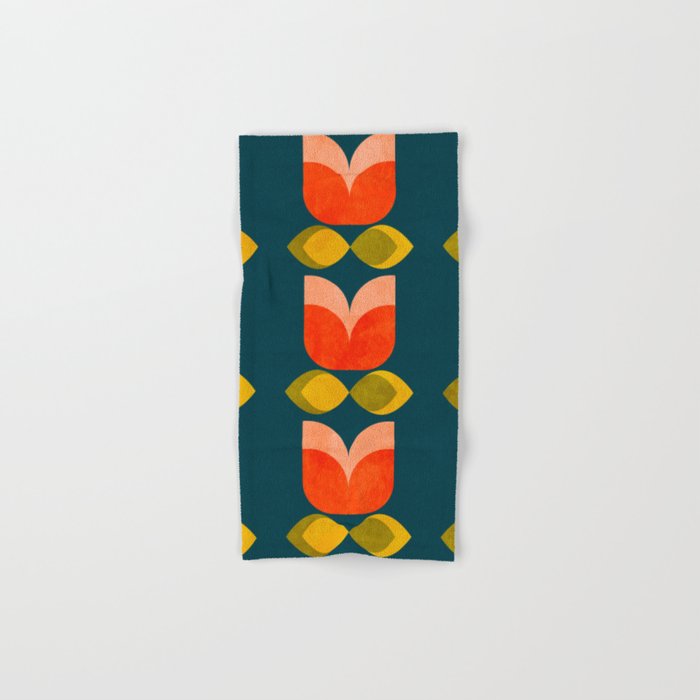 retro tulips teal Bath Towel Gallery Image 1