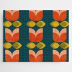 retro tulips teal Jigsaw Puzzle Gallery Image 1
