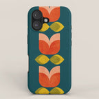 retro tulips teal iPhone Case Gallery Image 1