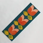 retro tulips teal Yoga Mat Gallery Image 1