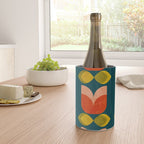 retro tulips teal Wine Chiller Gallery Image 4