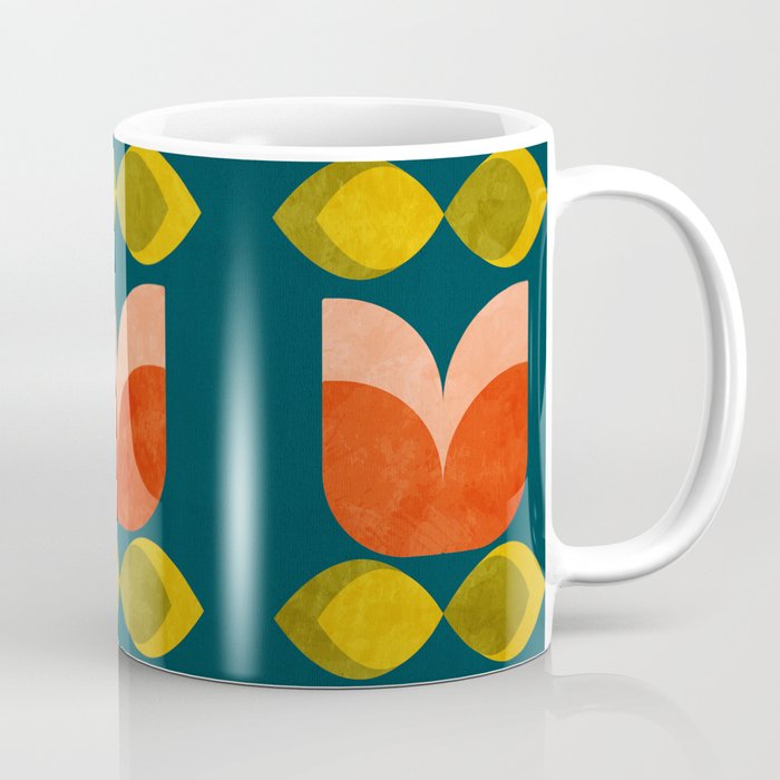 retro tulips teal Coffee Mug Gallery Image 1