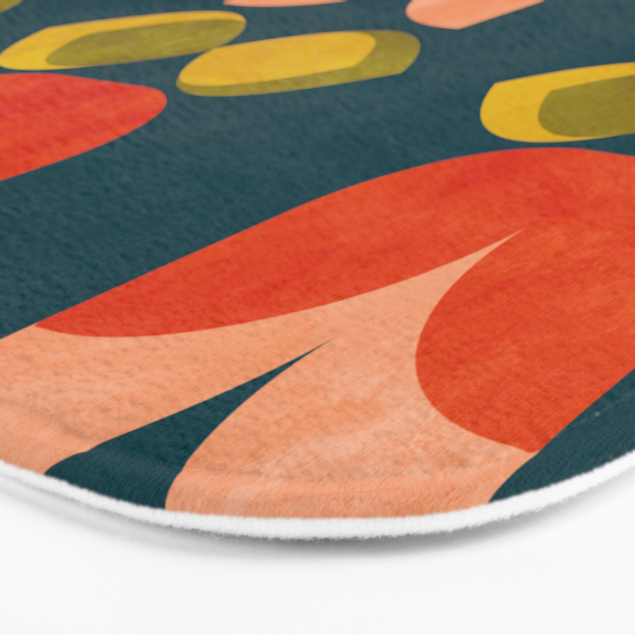 retro tulips teal Bath Mat Gallery Image 3