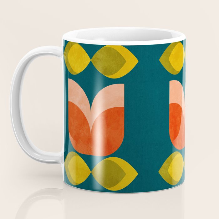 retro tulips teal Coffee Mug Gallery Image 3
