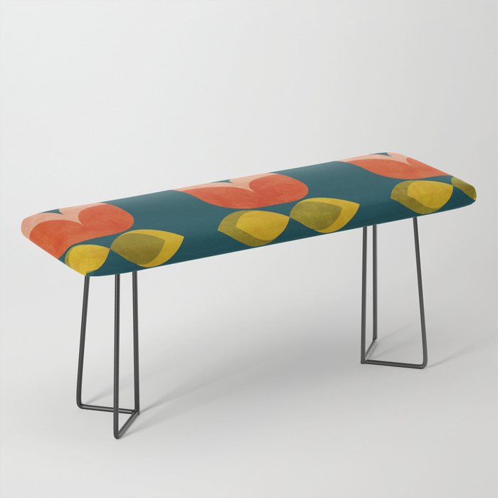 retro tulips teal Bench Gallery Image 1