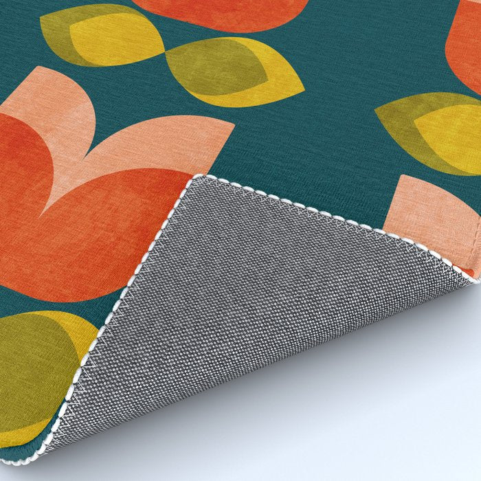 retro tulips teal Rug Gallery Image 4