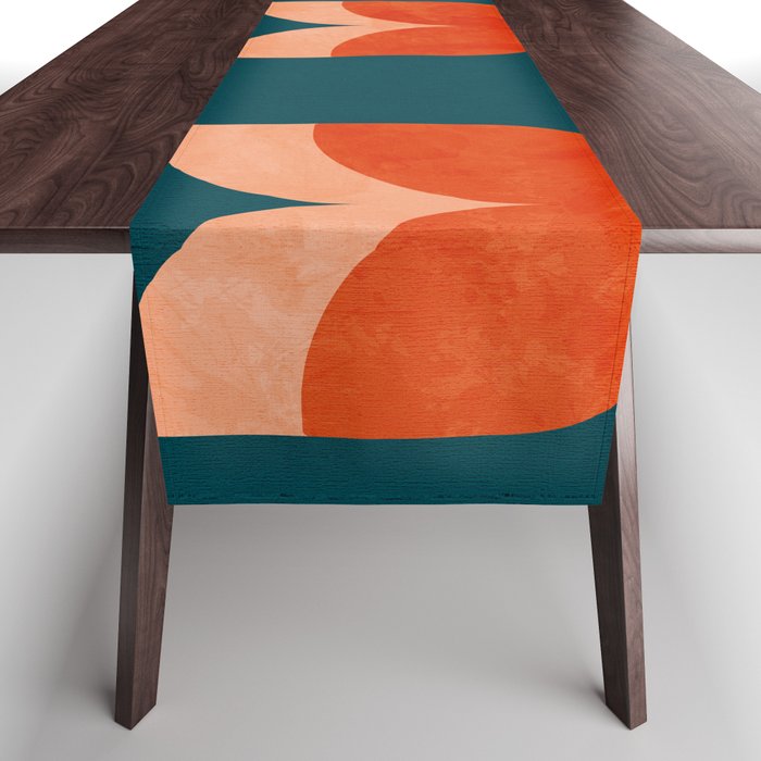 retro tulips teal Table Runner Gallery Image 1