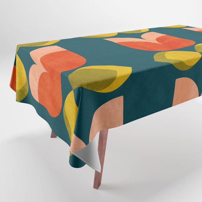 retro tulips teal Tablecloth Gallery Image 1