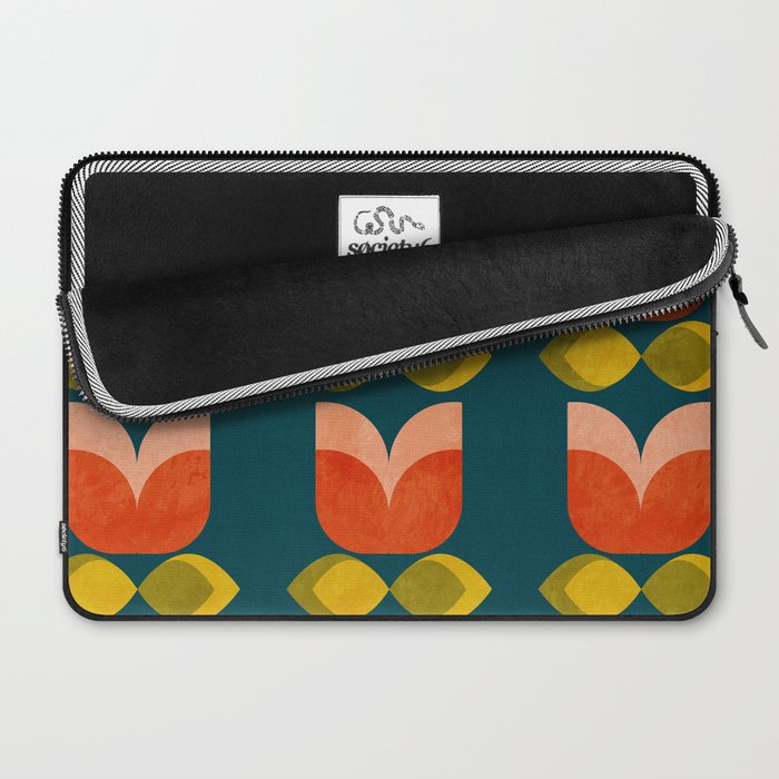 retro tulips teal Laptop Sleeve Gallery Image 2