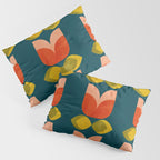 retro tulips teal Pillow Sham Gallery Image 3
