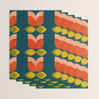 retro tulips teal Wrapping Paper Gallery Image 3