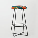 retro tulips teal Stool Gallery Image 1