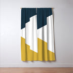 Jag: Minimalist Angled Color Block in Light Mustard, Navy Blue, and White Window Curtain Gallery Image 3