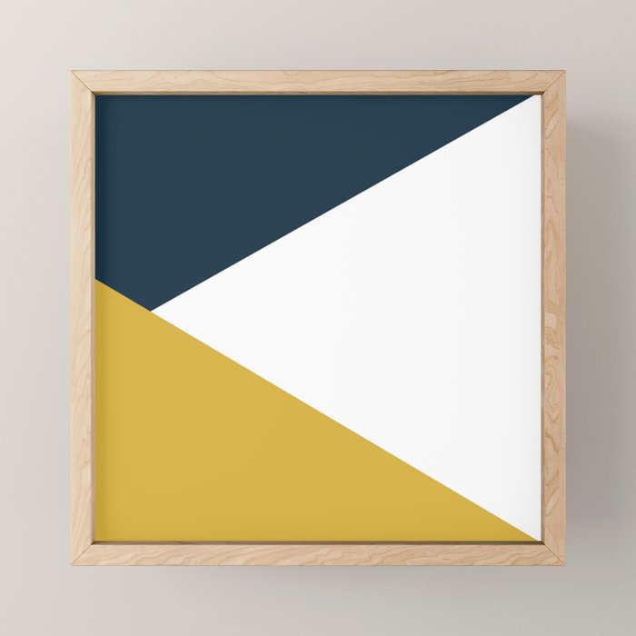 Jag: Minimalist Angled Color Block in Light Mustard, Navy Blue, and White Mini Art Print Gallery Image 1