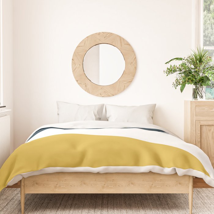 Jag: Minimalist Angled Color Block in Light Mustard, Navy Blue, and White Duvet Cover Gallery Image 3