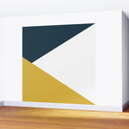 Jag: Minimalist Angled Color Block in Light Mustard, Navy Blue, and White Wall Mural Gallery Image 2