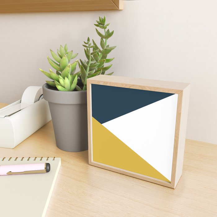 Jag: Minimalist Angled Color Block in Light Mustard, Navy Blue, and White Mini Art Print Gallery Image 2