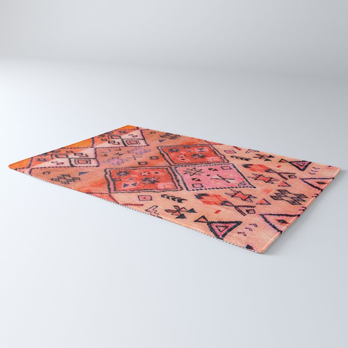 Bohemian Berber Orange Handmade Moroccan Fabric Texture Rug Gallery Image 3