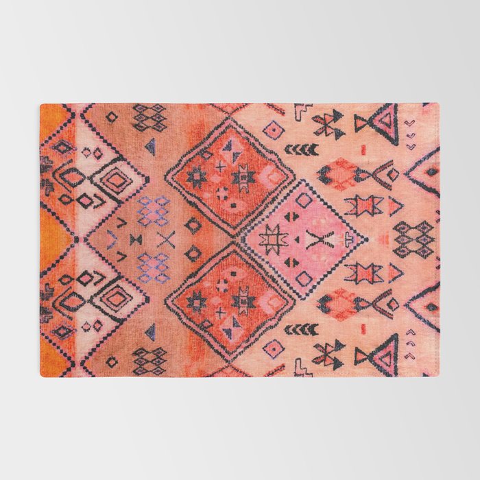 Bohemian Berber Orange Handmade Moroccan Fabric Texture Rug Gallery Image 2