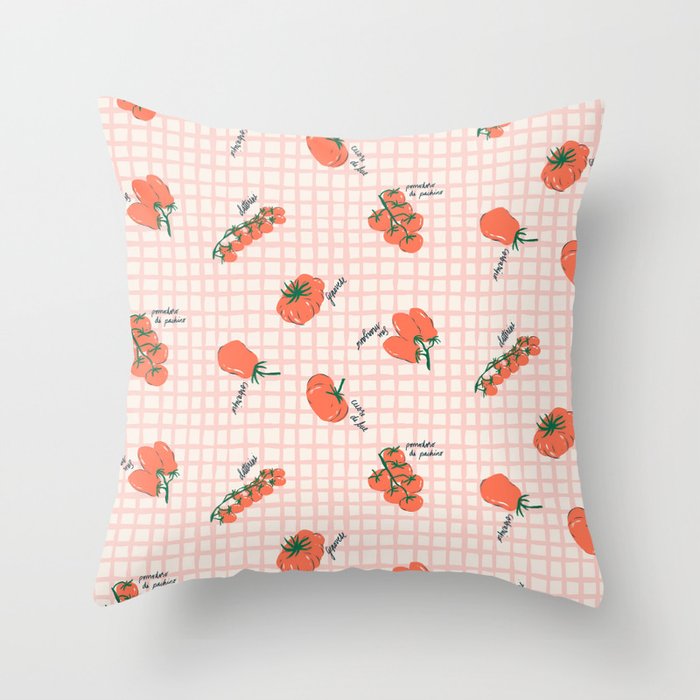 Italian Tomatoes on Gingham Throw Pillow Gallery Image 6