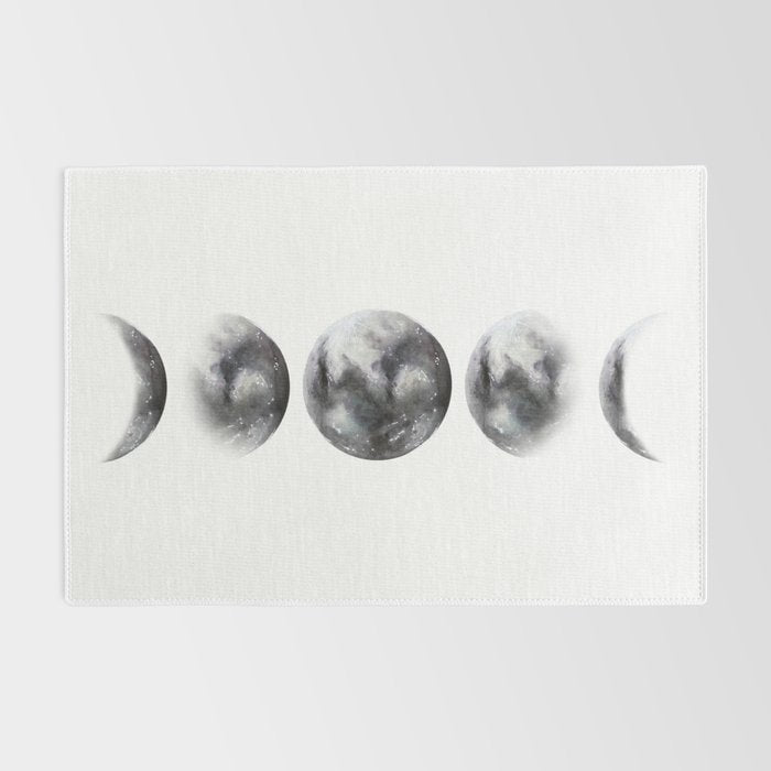 Moon phases watercolor painting Rug Gallery Image 2