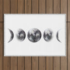 Moon phases watercolor painting Outdoor Rug Gallery Image 1