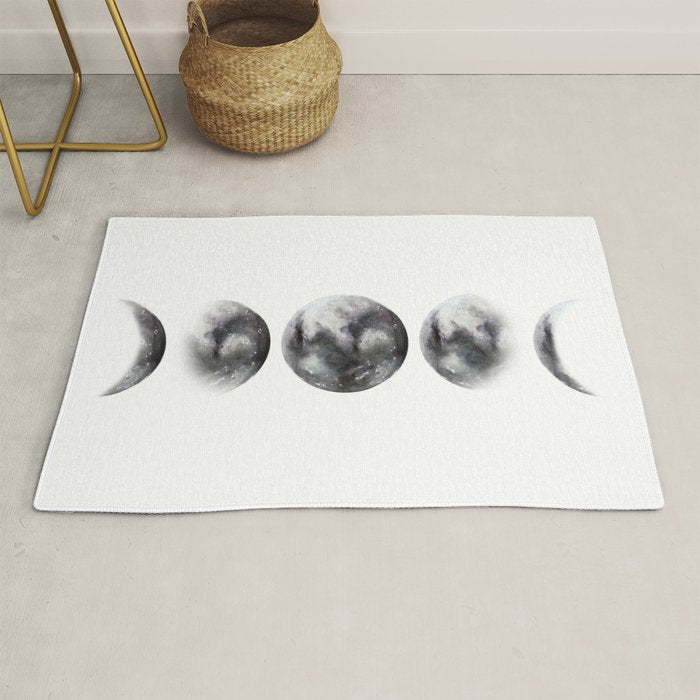 Moon phases watercolor painting Rug Gallery Image 1