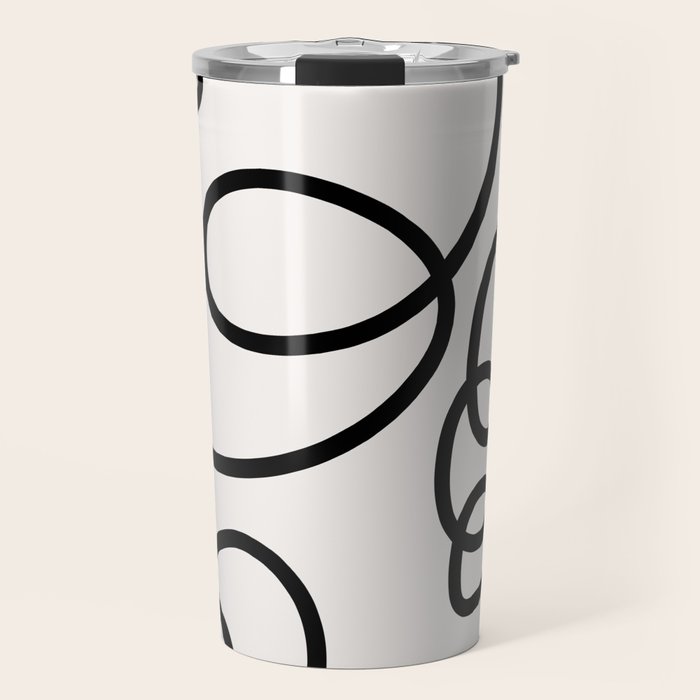 Mid Century Modern Print Black And White Abstract Wall Art Brush Strokes Lines Shapes Abstract Decor Travel Mug Gallery Image 1