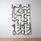 Mid Century Modern Print Black And White Abstract Wall Art Brush Strokes Lines Shapes Abstract Decor Window Curtain Gallery Image 3