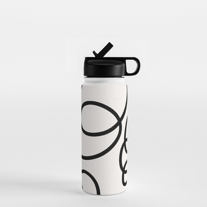 Mid Century Modern Print Black And White Abstract Wall Art Brush Strokes Lines Shapes Abstract Decor Water Bottle Gallery Image 1
