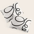 Mid Century Modern Print Black And White Abstract Wall Art Brush Strokes Lines Shapes Abstract Decor Pillow Sham Gallery Image 3