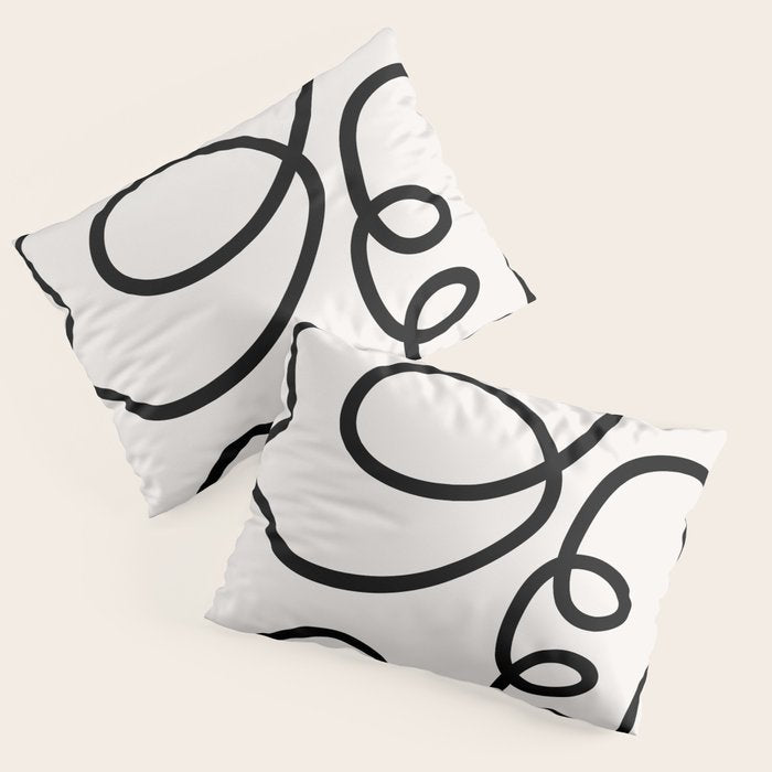 Mid Century Modern Print Black And White Abstract Wall Art Brush Strokes Lines Shapes Abstract Decor Pillow Sham Gallery Image 3