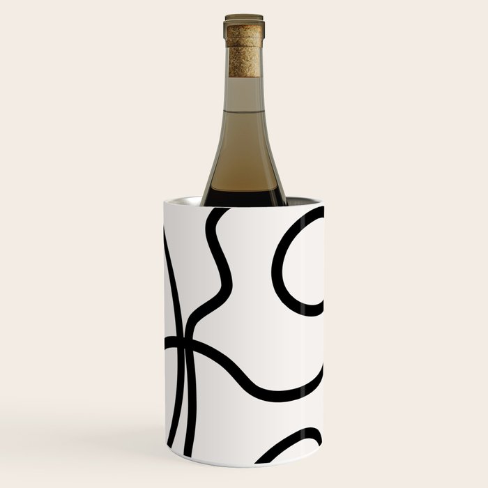 Mid Century Modern Print Black And White Abstract Wall Art Brush Strokes Lines Shapes Abstract Decor Wine Chiller Gallery Image 2