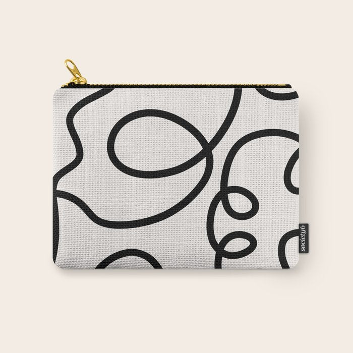 Mid Century Modern Print Black And White Abstract Wall Art Brush Strokes Lines Shapes Abstract Decor Carry All Pouch Gallery Image 1