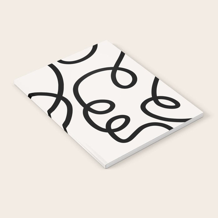 Mid Century Modern Print Black And White Abstract Wall Art Brush Strokes Lines Shapes Abstract Decor Notebook Gallery Image 2