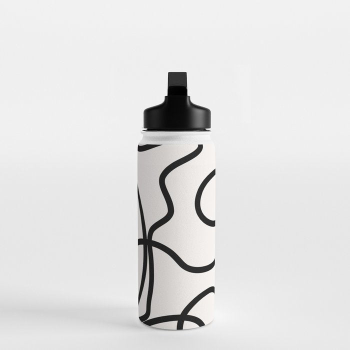 Mid Century Modern Print Black And White Abstract Wall Art Brush Strokes Lines Shapes Abstract Decor Water Bottle Gallery Image 3
