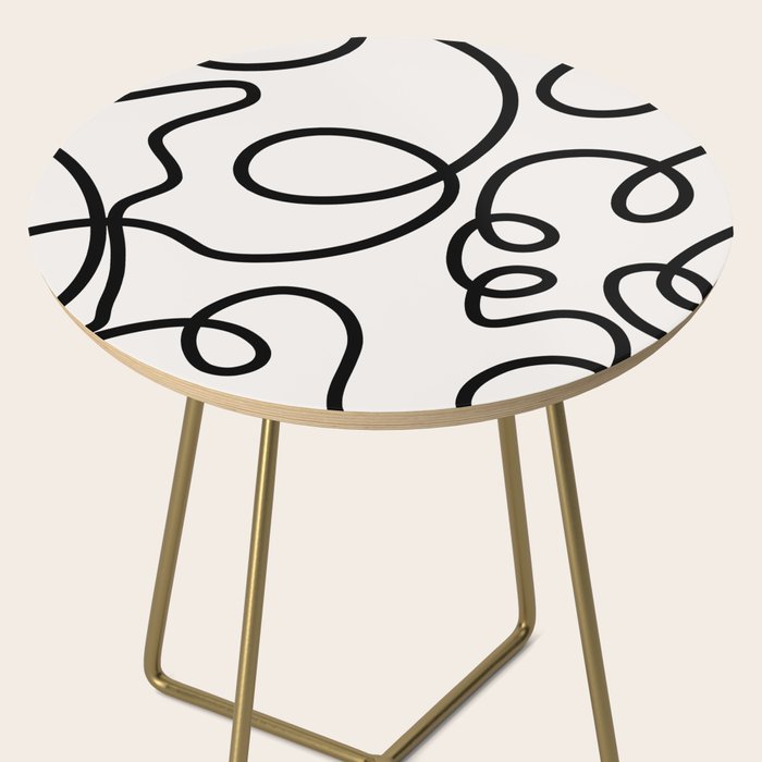Mid Century Modern Print Black And White Abstract Wall Art Brush Strokes Lines Shapes Abstract Decor Side Table Gallery Image 2