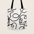 Mid Century Modern Print Black And White Abstract Wall Art Brush Strokes Lines Shapes Abstract Decor Tote Bag Gallery Image 1