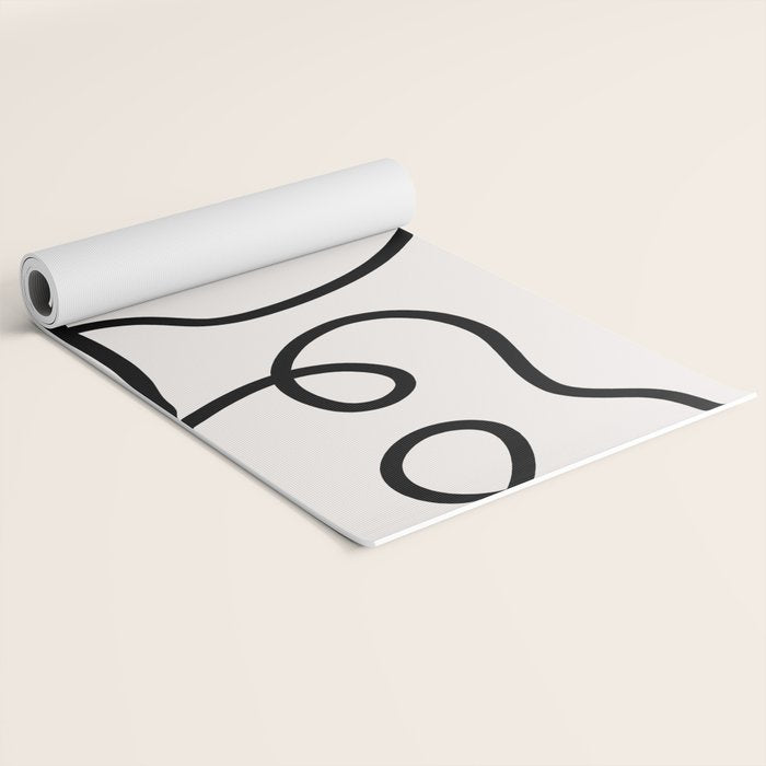 Mid Century Modern Print Black And White Abstract Wall Art Brush Strokes Lines Shapes Abstract Decor Yoga Mat Gallery Image 2