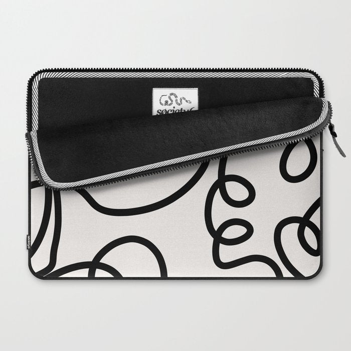 Mid Century Modern Print Black And White Abstract Wall Art Brush Strokes Lines Shapes Abstract Decor Laptop Sleeve Gallery Image 2