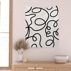 Mid Century Modern Print Black And White Abstract Wall Art Brush Strokes Lines Shapes Abstract Decor Wall Tapestry Gallery Image 2