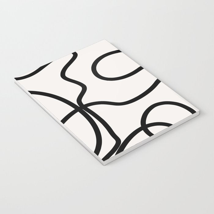 Mid Century Modern Print Black And White Abstract Wall Art Brush Strokes Lines Shapes Abstract Decor Notebook Gallery Image 3