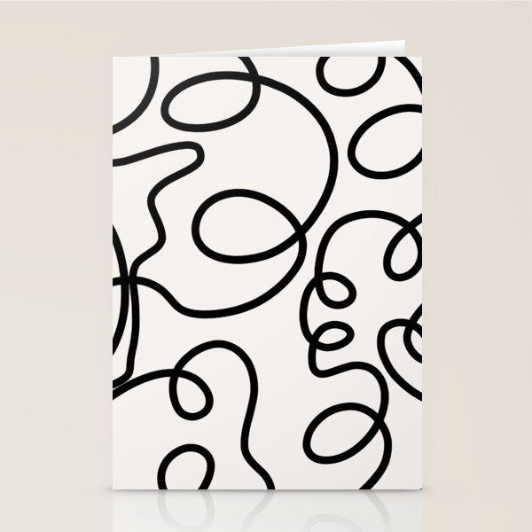 Mid Century Modern Print Black And White Abstract Wall Art Brush Strokes Lines Shapes Abstract Decor Stationery Card Gallery Image 1